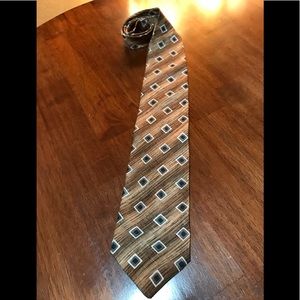 Vintage Brown, Grey Black and White silk tie